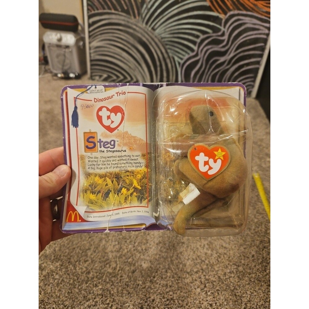 Vintage Ty McDonald's Teenie Beanie Babies 2000 Steg Stegosaurus Happy Meal NIP